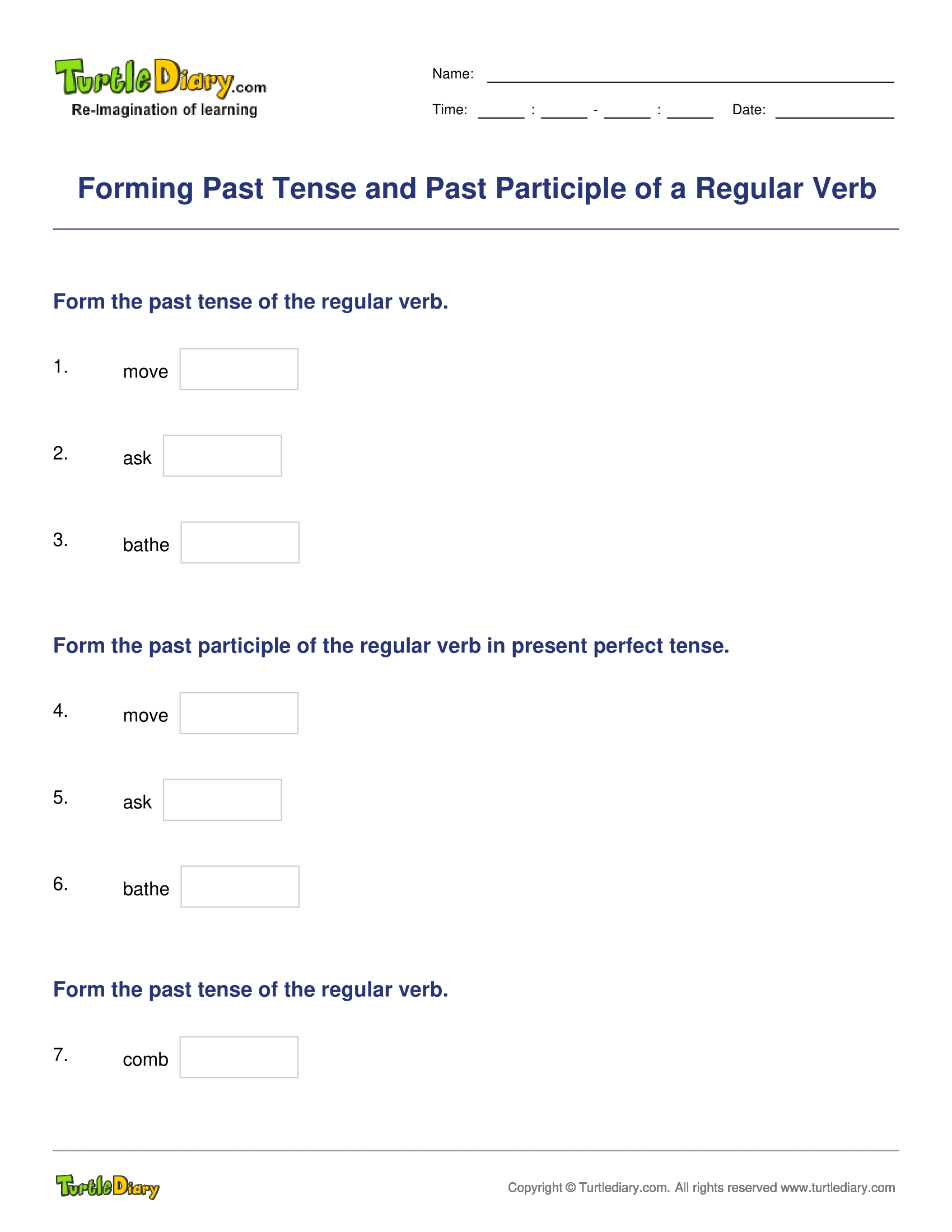 Forming Past Tense and Past Participle of a Regular Verb