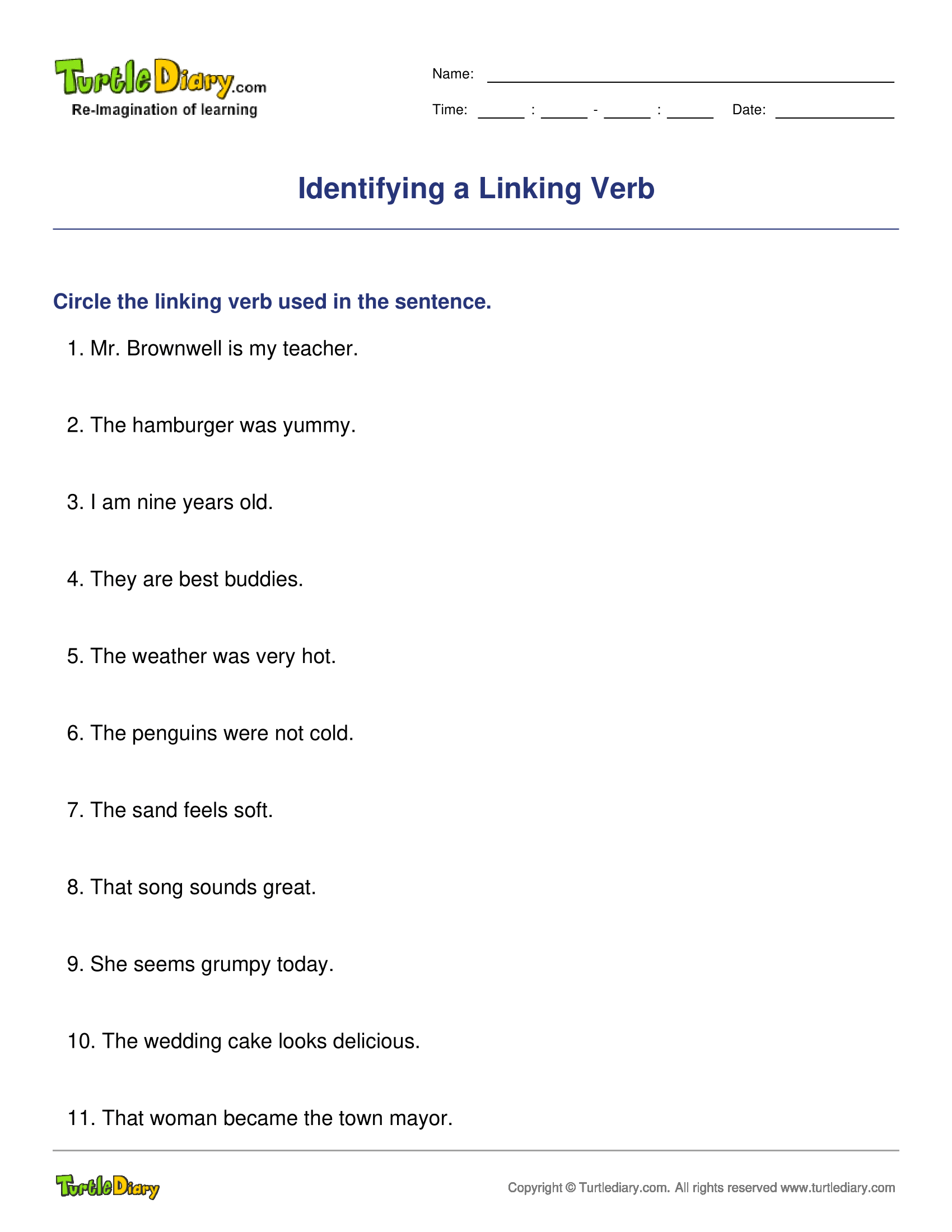 Identifying a Linking Verb