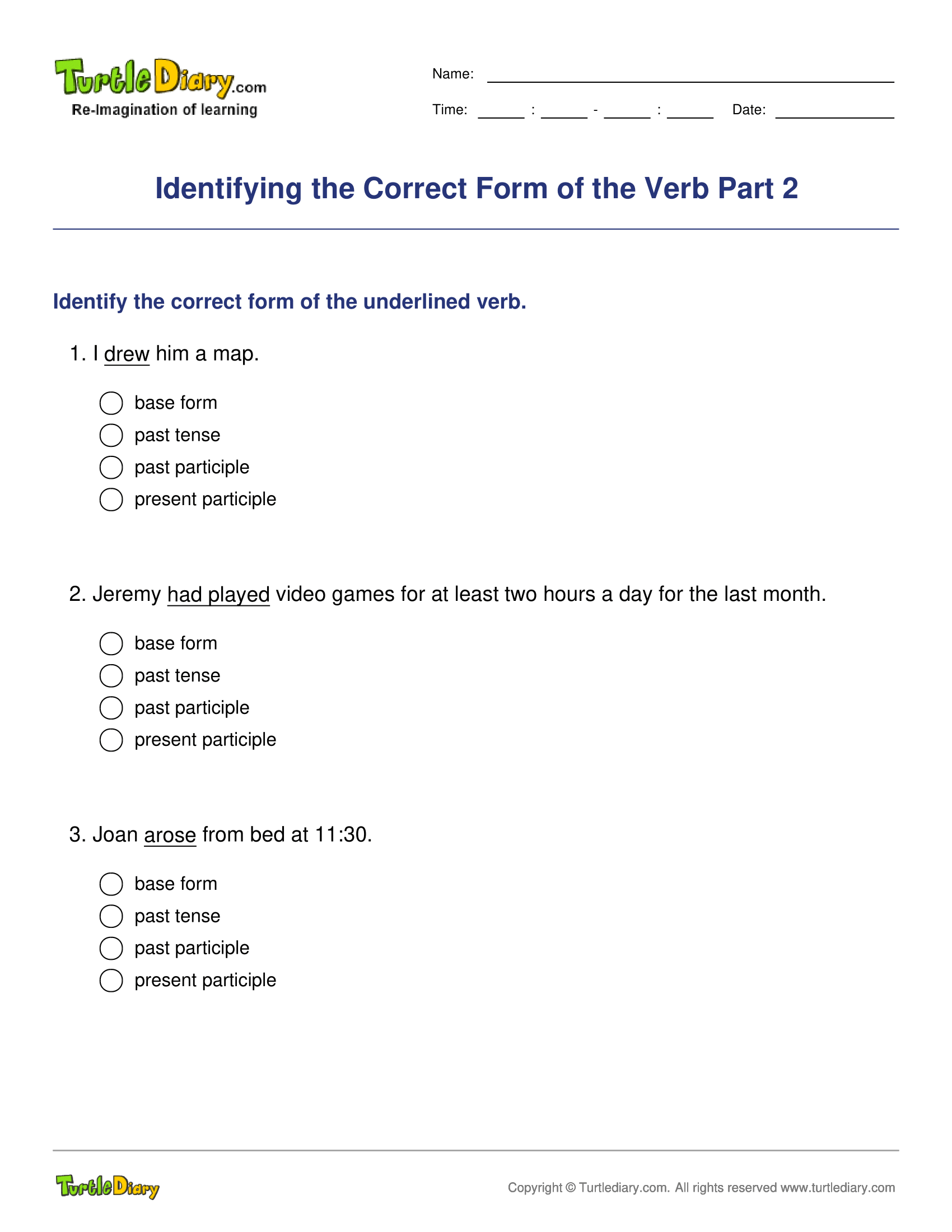 Identifying the Correct Form of the Verb Part 2
