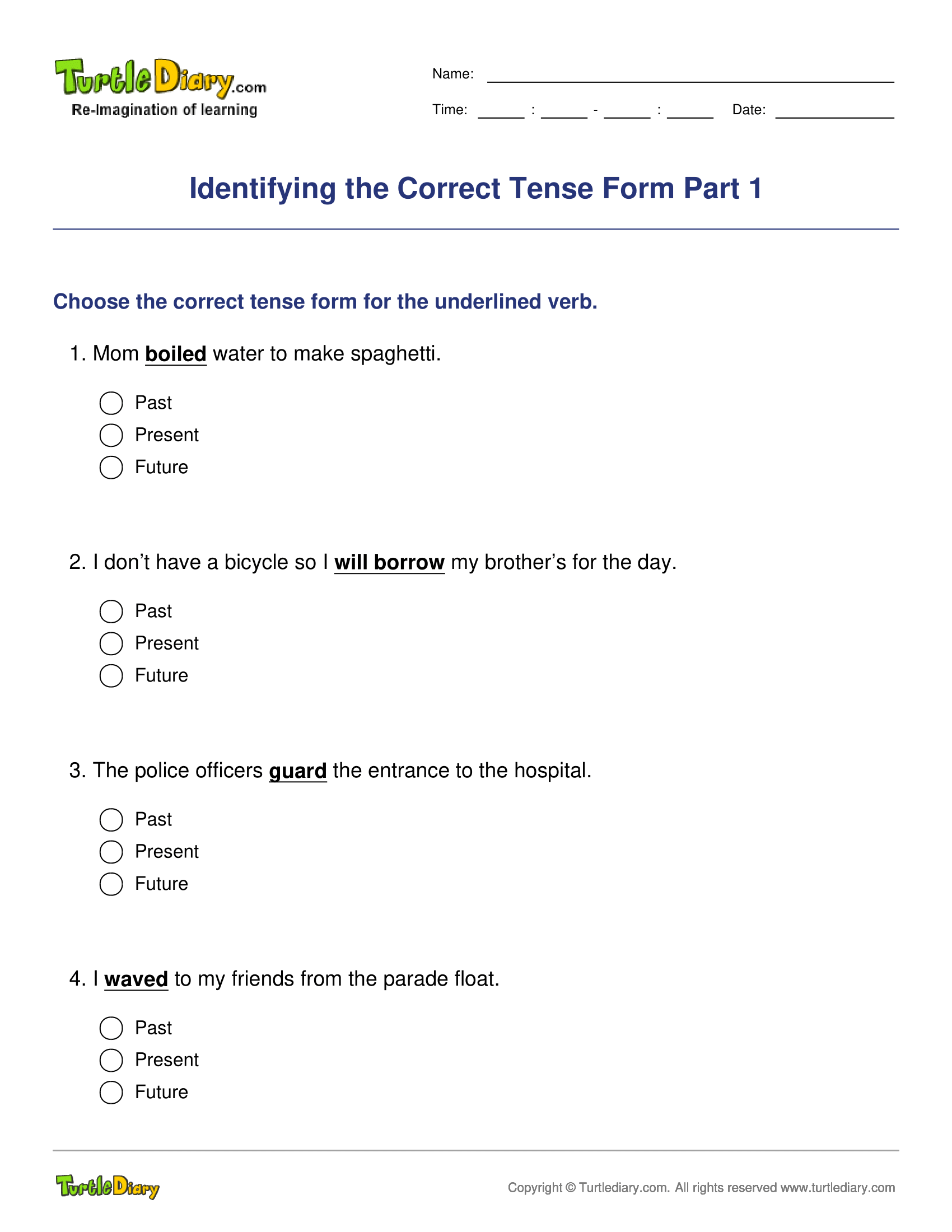Identifying the Correct Tense Form Part 1