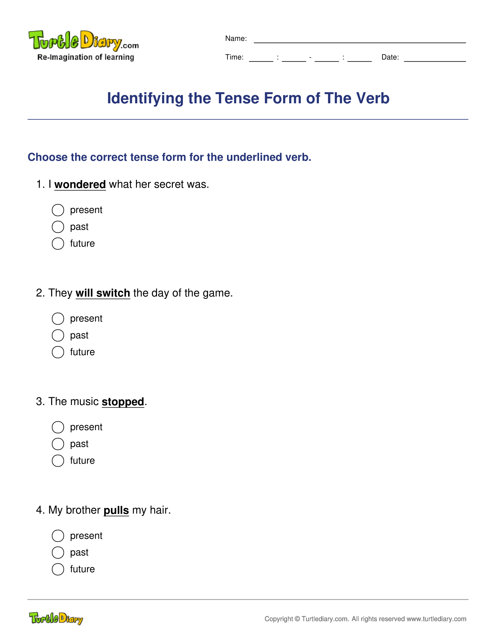 Identifying the Tense Form of The Verb