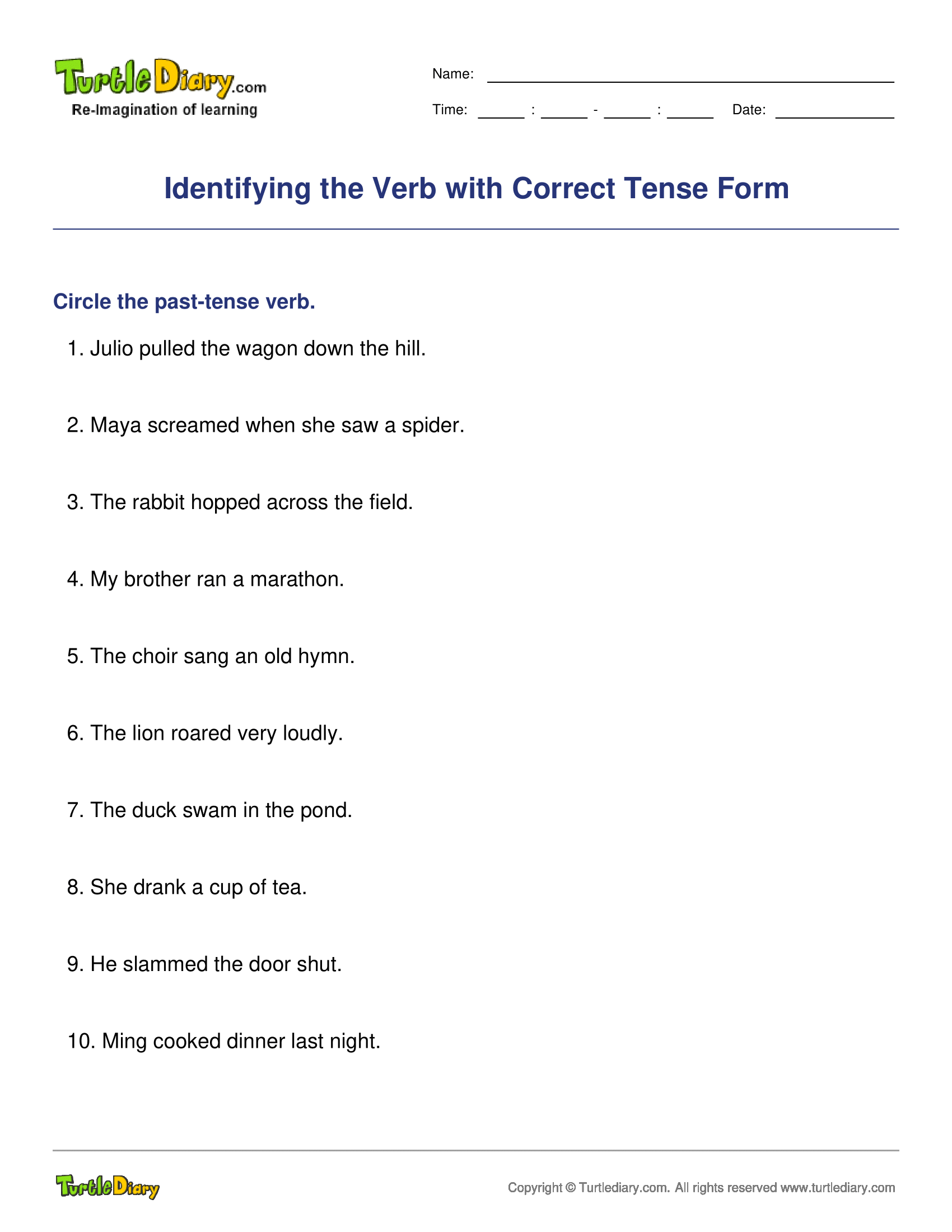 Identifying the Verb with Correct Tense Form