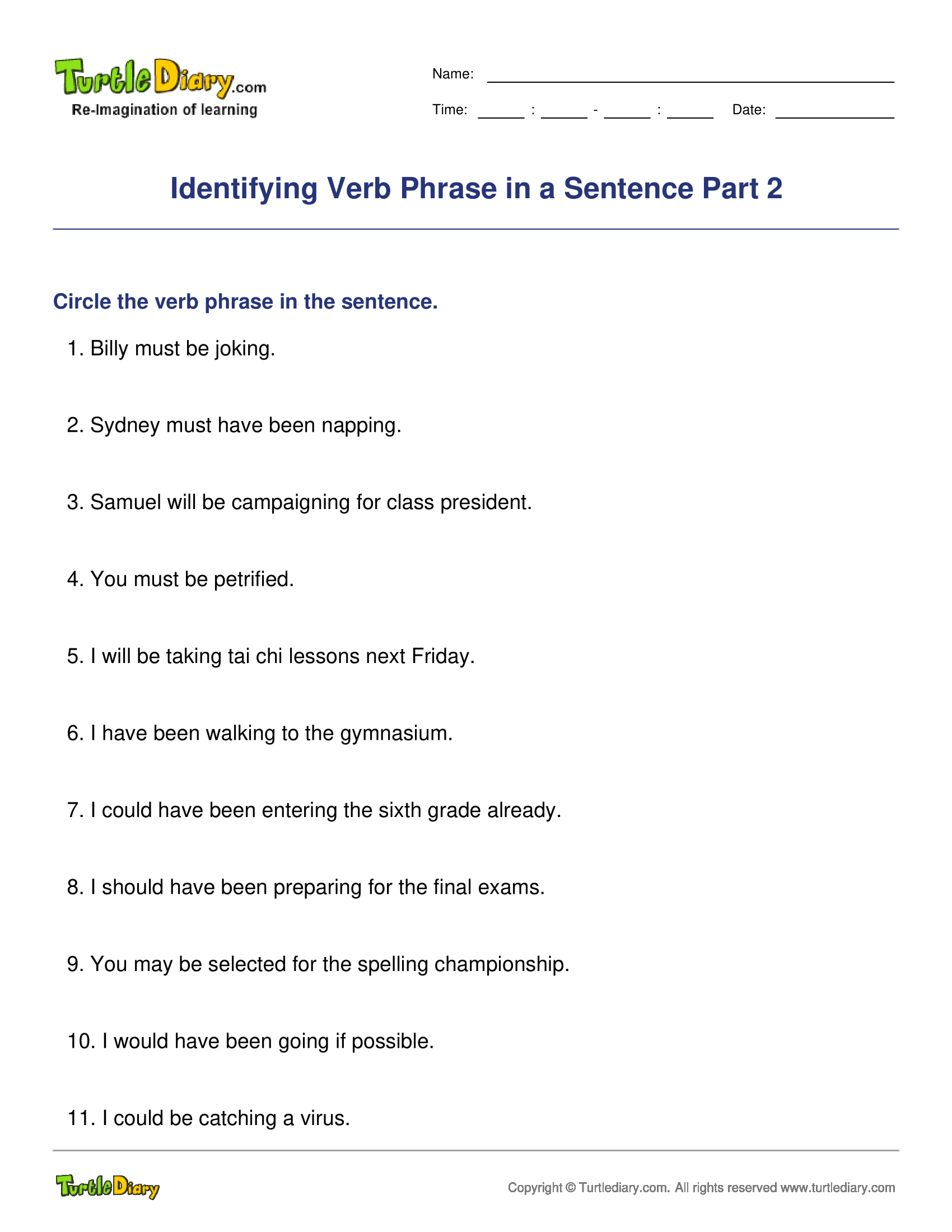 Identifying Verb Phrase in a Sentence Part 2