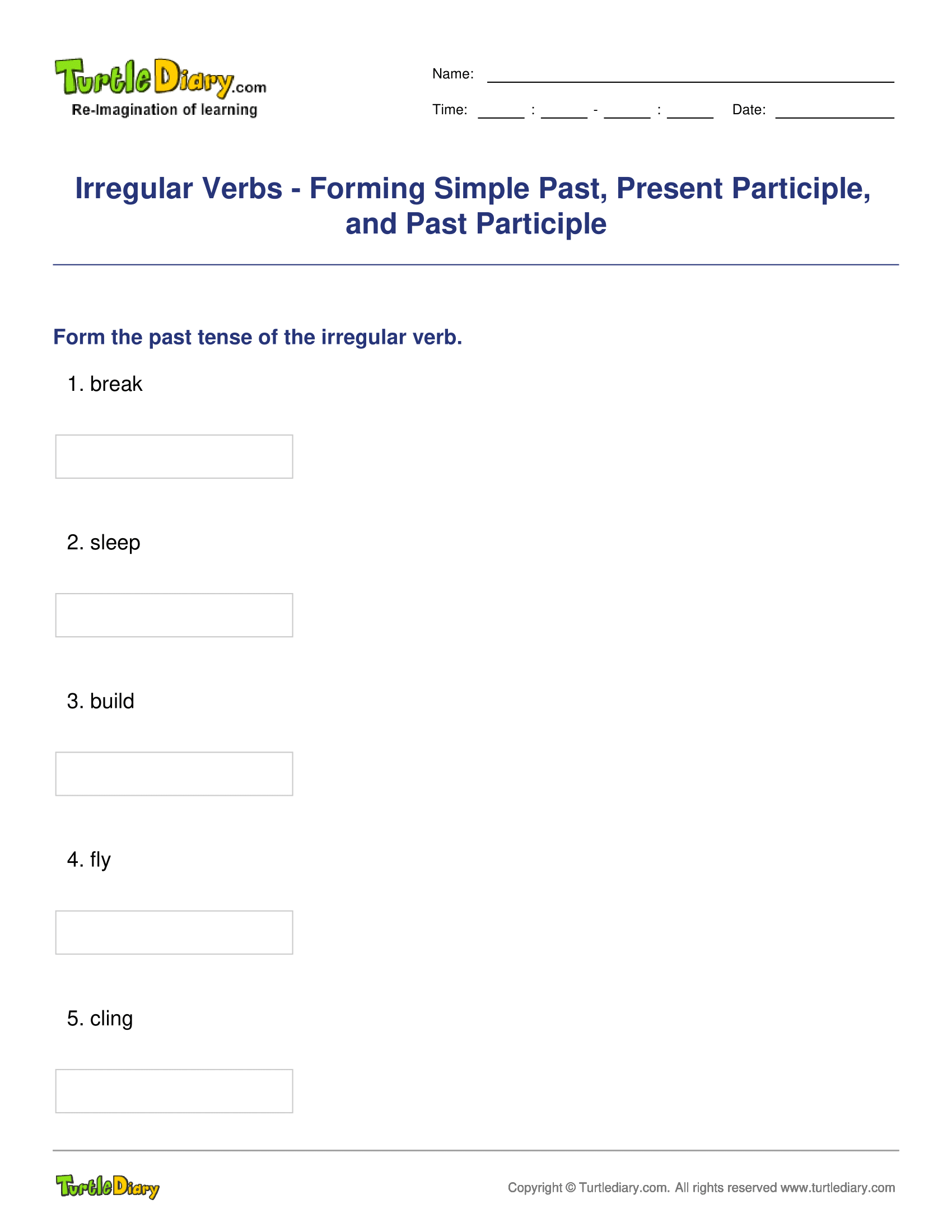 Irregular Verbs - Forming Simple Past, Present Participle, and Past Participle