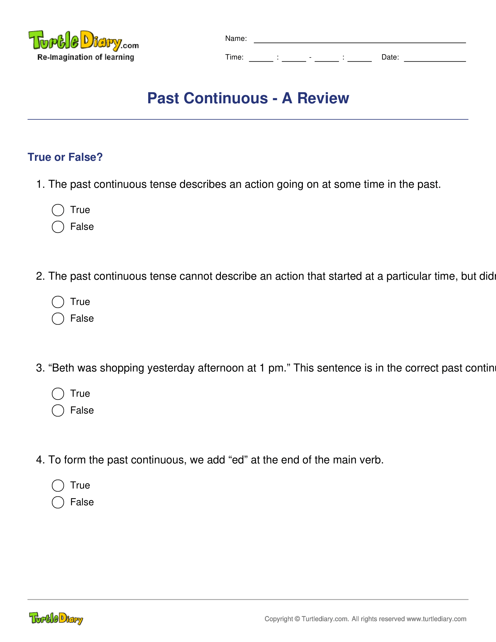 Past Continuous - A Review