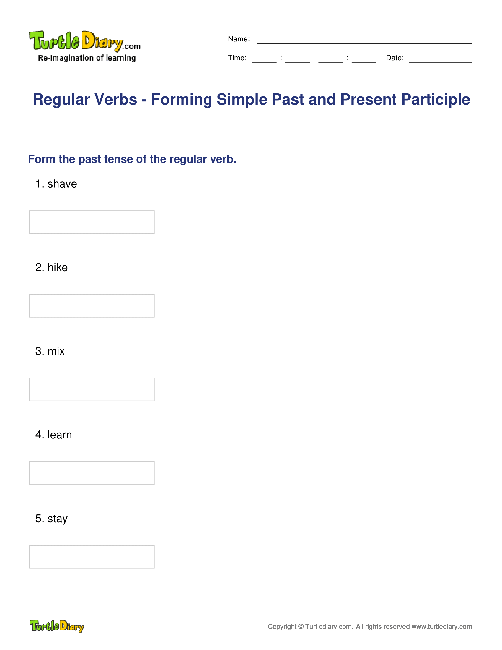 Regular Verbs - Forming Simple Past and Present Participle