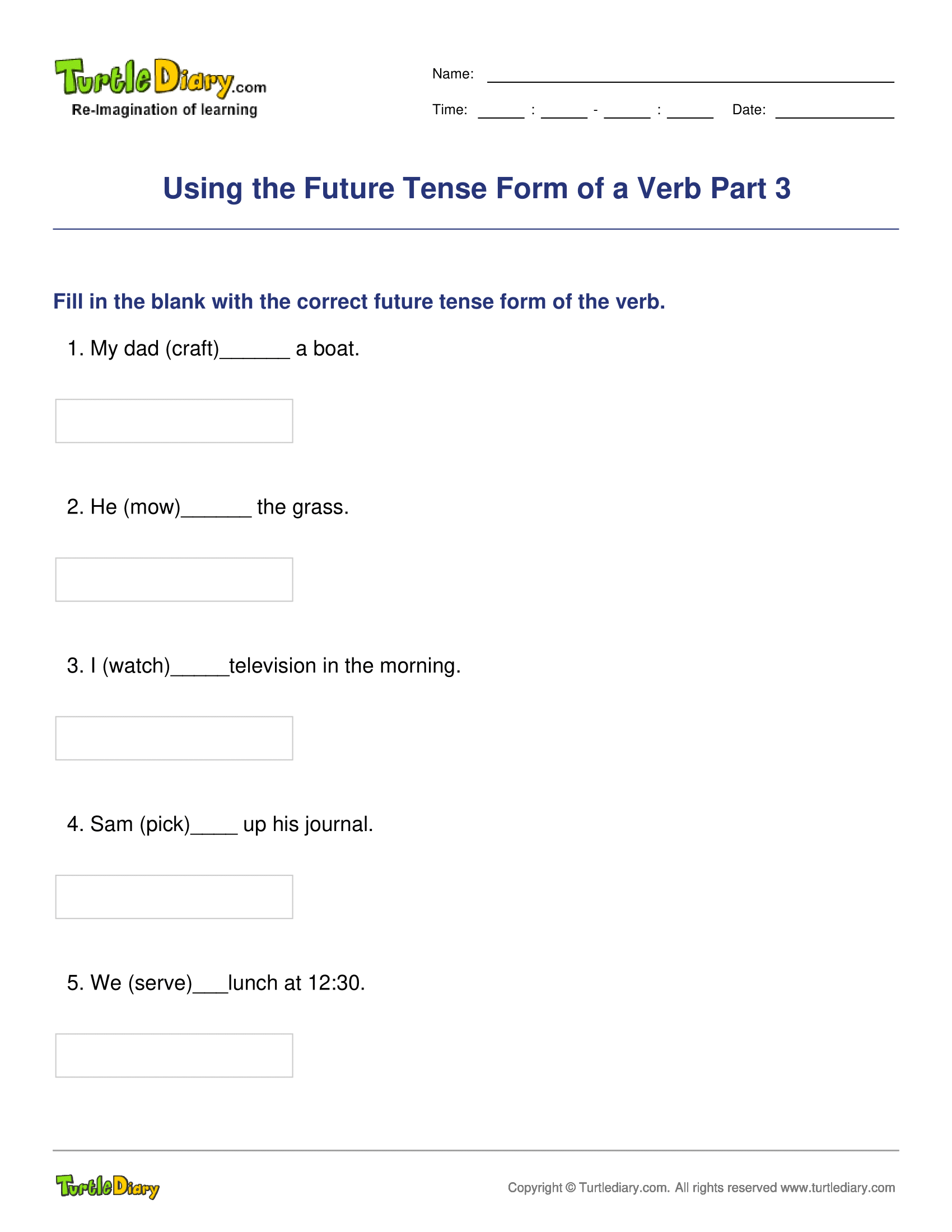 Using the Future Tense Form of a Verb Part 3