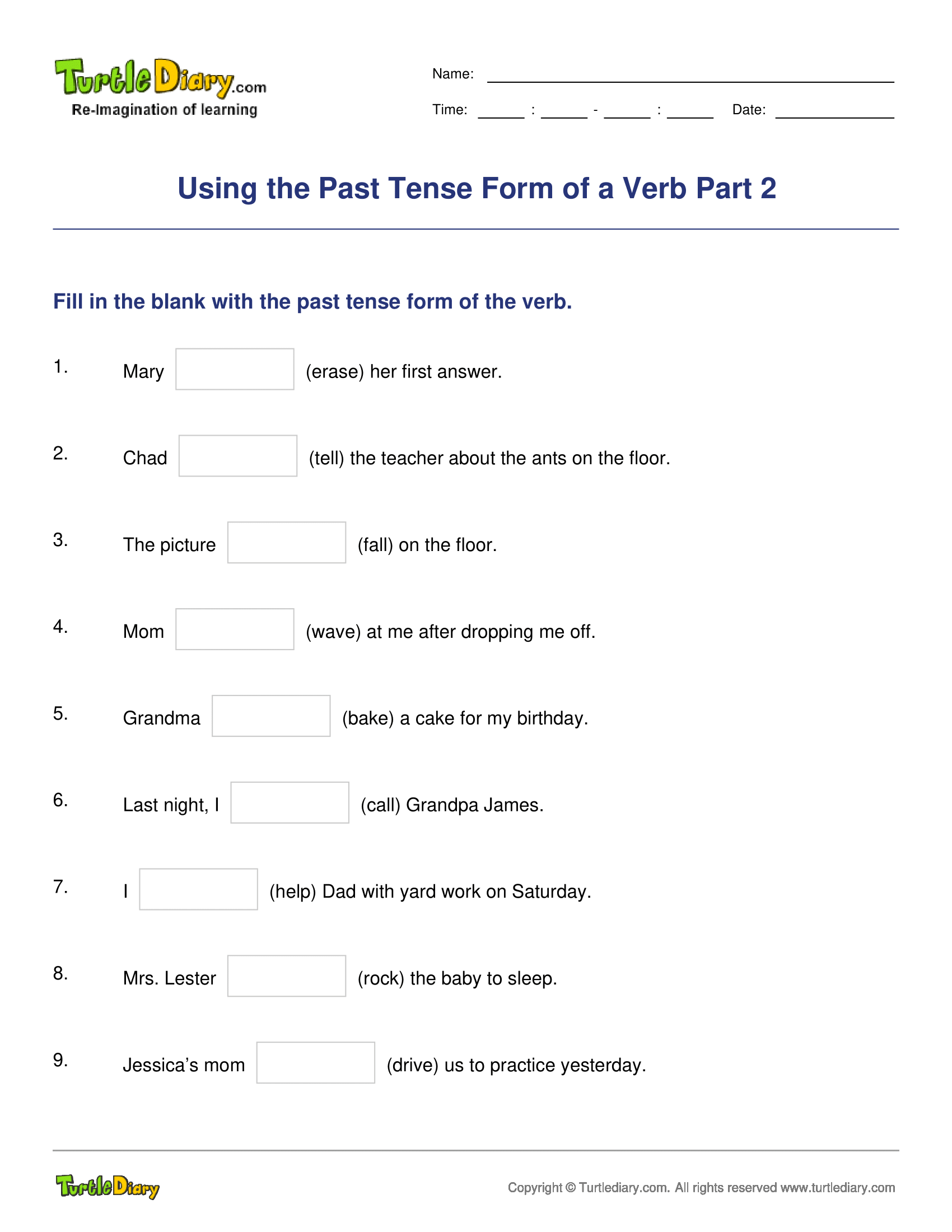 Using the Past Tense Form of a Verb Part 2