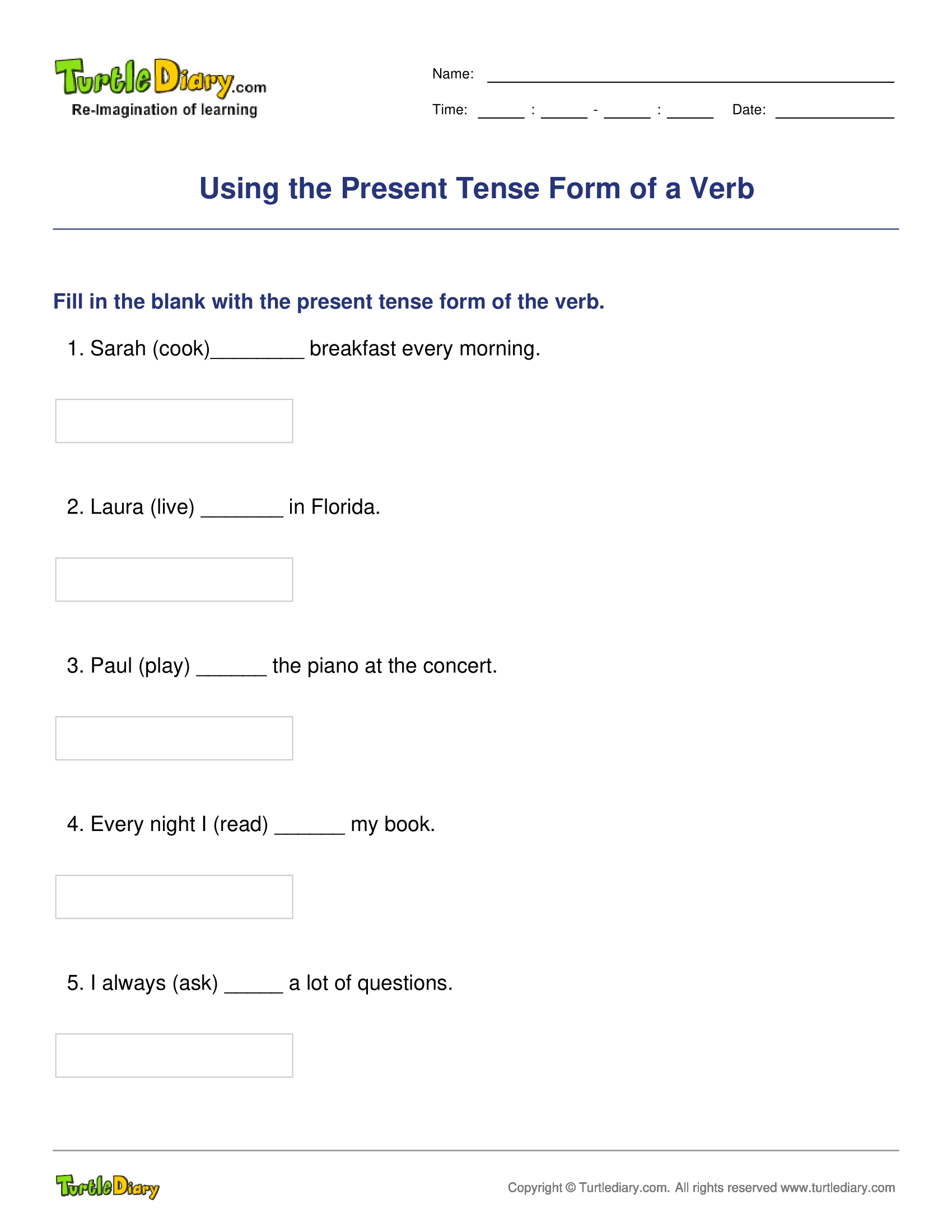 Using the Present Tense Form of a Verb