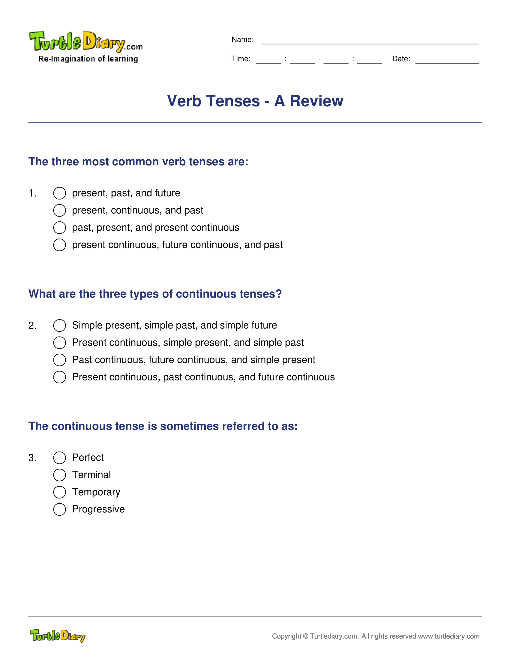 Verb Tenses - A Review
