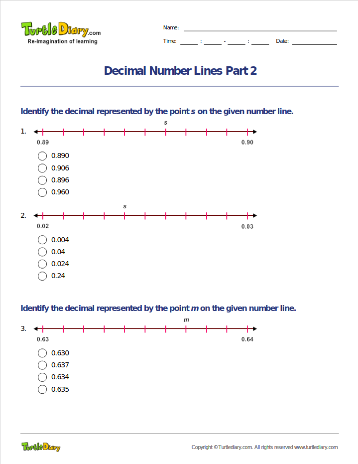 Decimal Number Lines Part 2