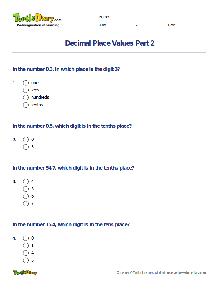 Decimal Place Values Part 2