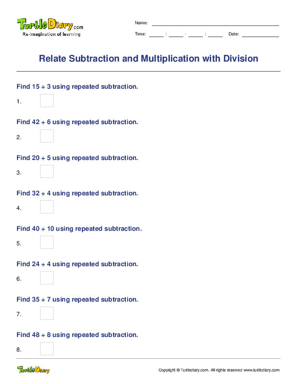Relate Subtraction and Multiplication with Division