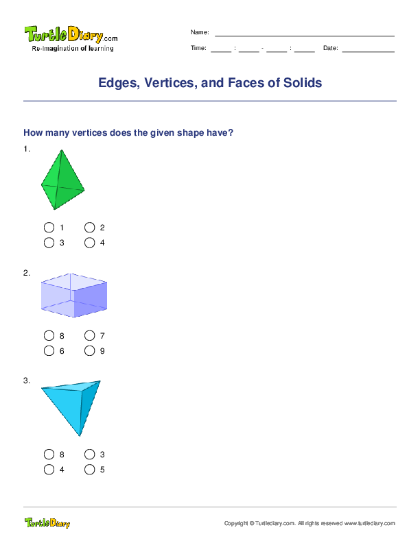 Edges, Vertices, and Faces of Solids