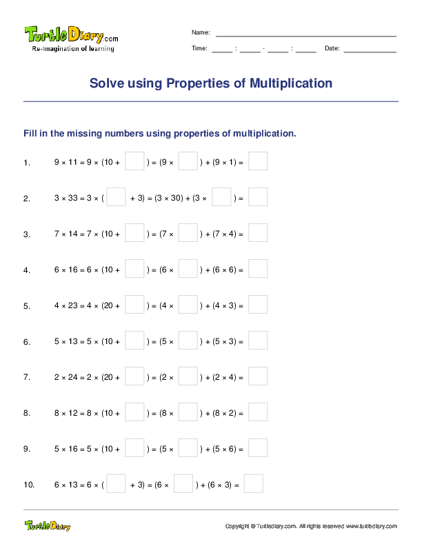 Solve using Properties of Multiplication