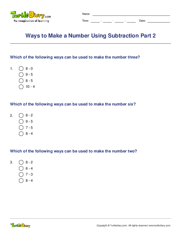 Ways to Make a Number Using Subtraction Part 2