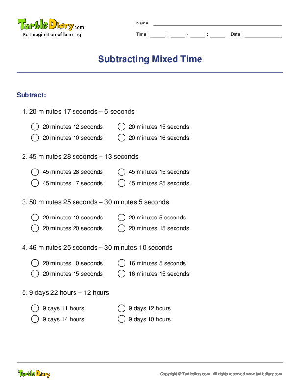 Subtracting Mixed Time