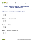 Choosing between the Adjective of Quantity and the Adjective of Number Part 1 - adjective - Third Grade