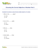 Choosing the Correct Adjective of Number Part 2 - adjectives - Fourth Grade