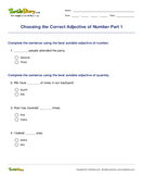 Choosing the Correct Adjective of Number Part 1 - adjectives - Third Grade