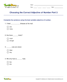 Choosing the Correct Adjective of Number Part 3 - adjective - Fifth Grade