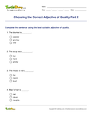 Choosing the Correct Adjective of Quality Part 2 - adjectives - Fourth Grade