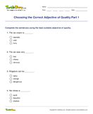 Choosing the Correct Adjective of Quality Part 1 - adjectives - Third Grade