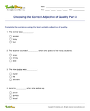 Choosing the Correct Adjective of Quality Part 3 - adjectives - Fifth Grade