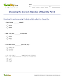 Choosing the Correct Adjective of Quantity Part 3 - adjectives - Fifth Grade