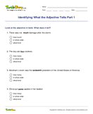 Identifying What the Adjective Tells Part 1 - adjectives - Third Grade
