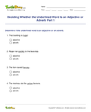 Deciding Whether the Underlined Word Is an Adjective or Adverb Part 1 - adverbs - Second Grade