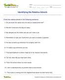 Identifying the Relative Adverb - adverbs - Fourth Grade