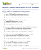 Choosing a Sentence with Antonym of the Given Word Part 2 - antonyms-synonyms - Fourth Grade