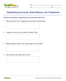 Capitalizing Acronyms, Brand Names, and Trademarks - capitalization - Third Grade