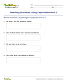Rewriting Sentences Using Capitalization Part 2 - capitalization - Second Grade