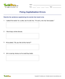Fixing Capitalization Errors - capitalization - Third Grade