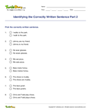 Identifying the Correctly Written Sentence Part 2 - capitalization - Third Grade