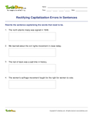 Rectifying Capitalization Errors in Sentences - capitalization - Third Grade