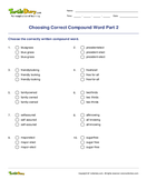 Choosing Correct Compound Word Part 2 - compound-words - Fourth Grade