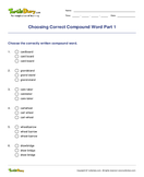 Choosing Correct Compound Word Part 1 - compound-words - Third Grade