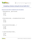 Completing a Sentence Using the Correct Suffix Part 1 - compound-words - Second Grade