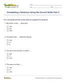 Completing a Sentence Using the Correct Suffix Part 2 - compound-words - Third Grade
