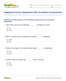 Applying Pronoun Agreement with Correlative Conjunctions - conjunction - Fifth Grade