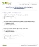 Identifying the Conjunction as Coordinating or Subordinating Part 2 - conjunction - Third Grade