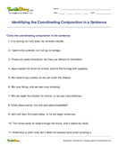 Identifying the Coordinating Conjunction in a Sentence - conjunction - Second Grade