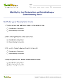 Identifying the Conjunction as Coordinating or Subordinating Part 1 - conjunction - Second Grade