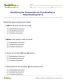 Identifying the Conjunction as Coordinating or Subordinating Part 3 - conjunction - Fifth Grade