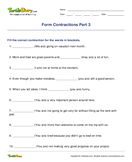 Form Contractions Part 3 - contractions - Fifth Grade
