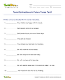 Form Contractions in Future Tense Part 1 - contractions - Third Grade