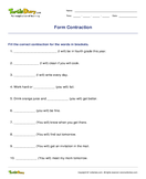 Form Contraction - contractions - Fourth Grade